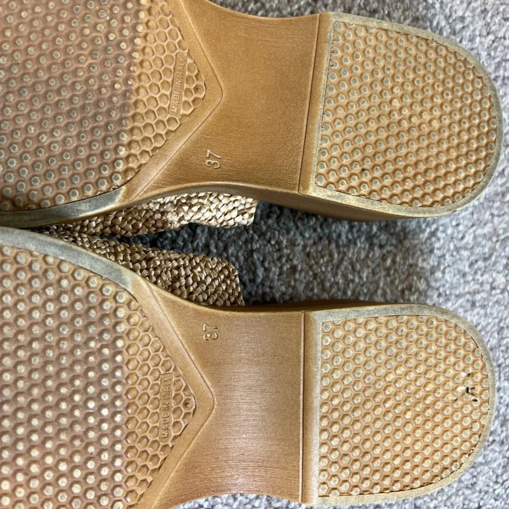 Steve Madden Platform Sandals Womens 6.5 Tan‎ Raffia Woven Wedge Italy slide on